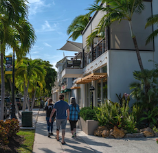 people walking around st armands circle on lido key